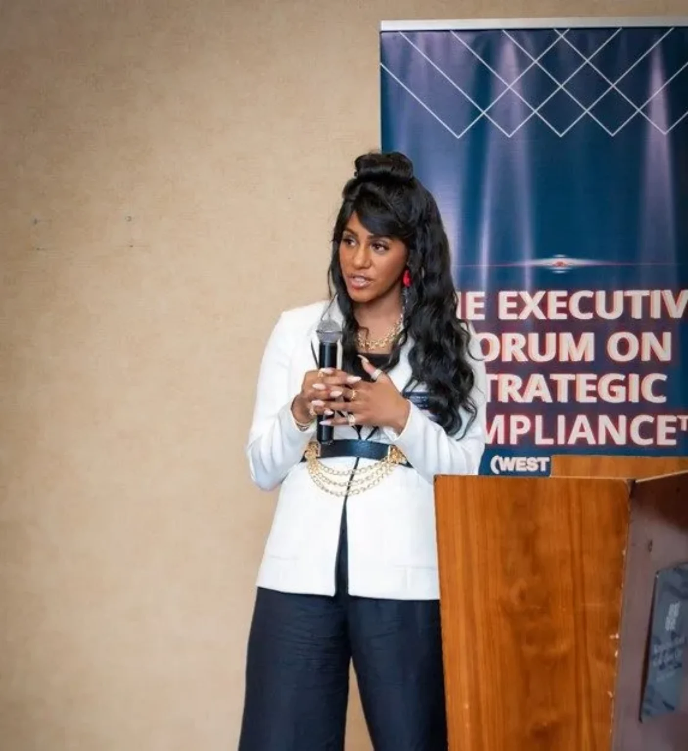 Tiffany A. Archer speaking at the inaugural Executive Forum on Strategic Compliance in Accra, Ghana