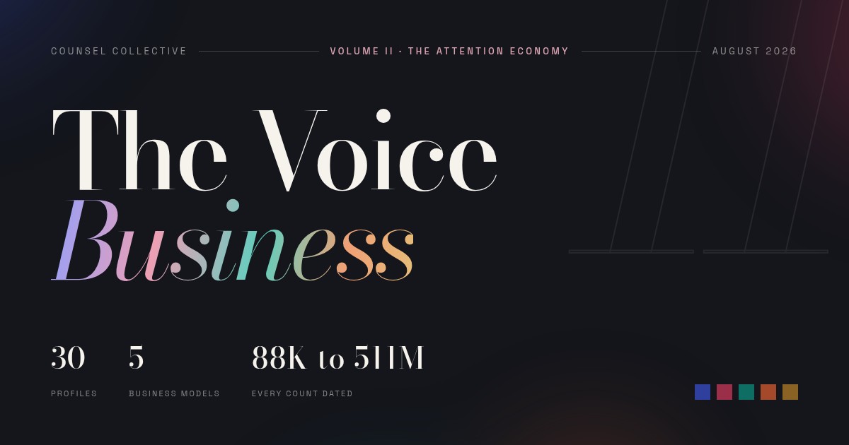 The Voice Business, Vol. II: The Attention Economy. 30 profiles, 5 business models.