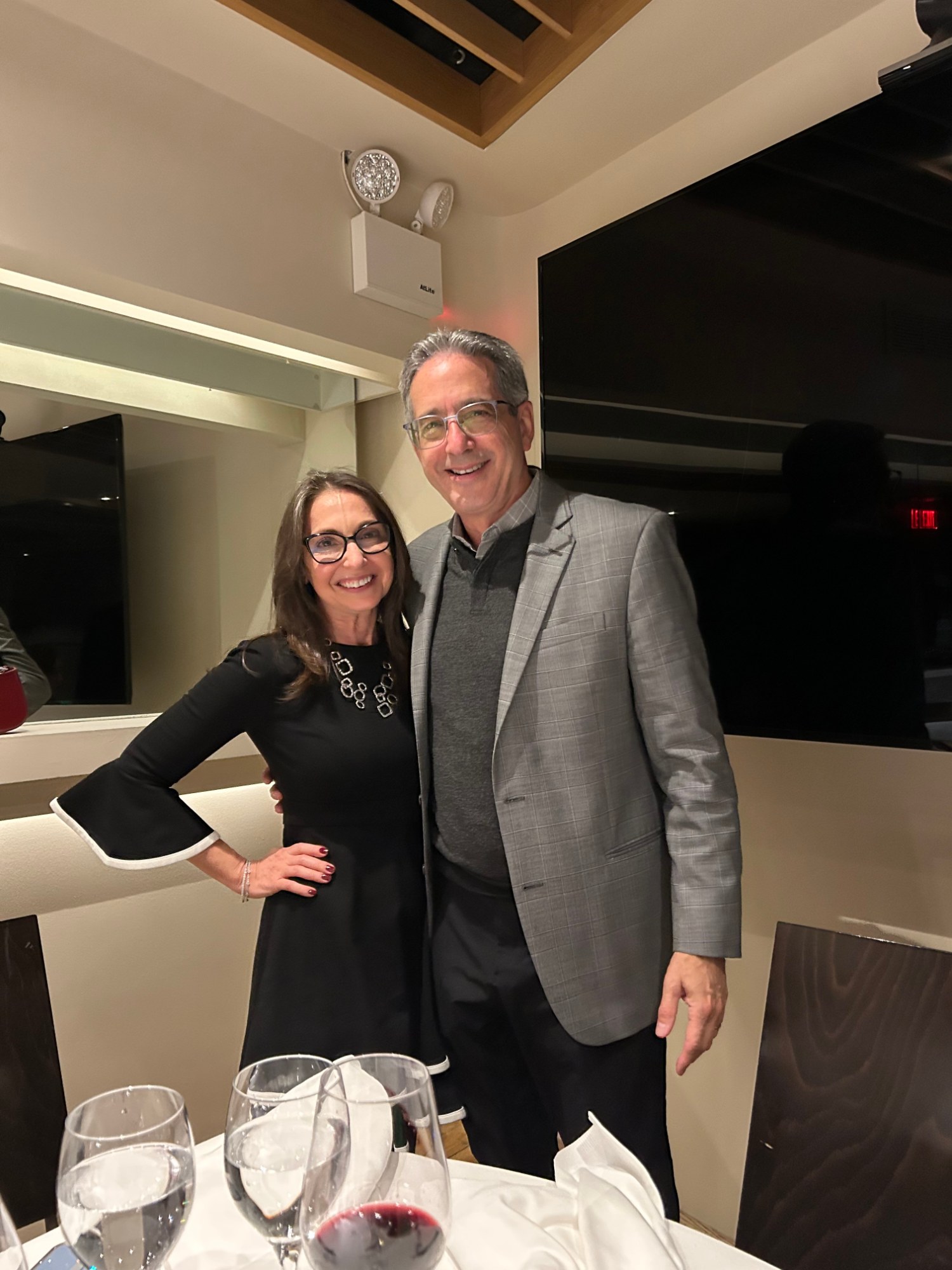 Luis Machado and his wife at dinner.