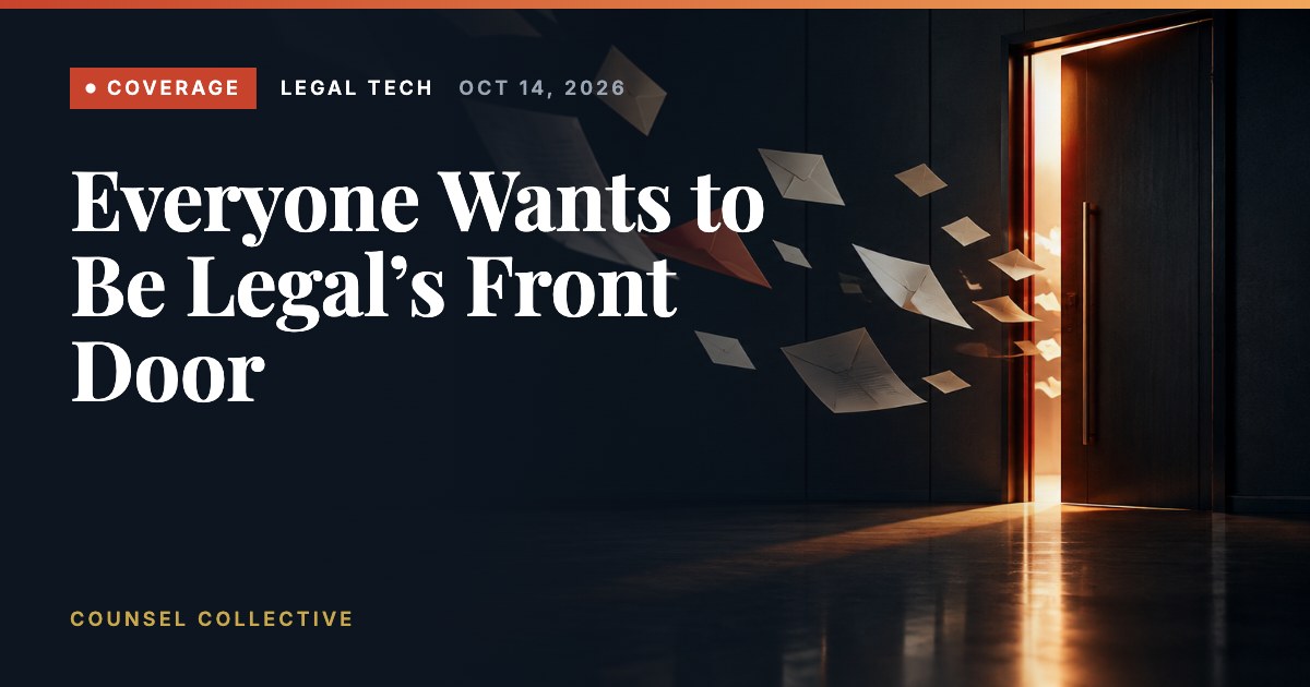 Coverage: Everyone Wants to Be Legal’s Front Door. An open door spilling warm light as letters fly toward it.